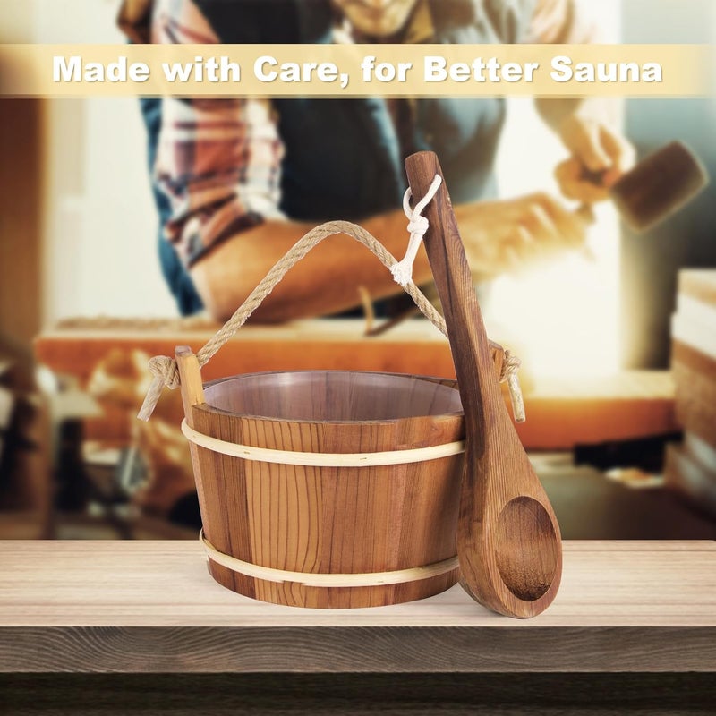 NetLea Sauna Bucket and Ladle Set,Sauna Bucket and 14.5″Sauna Ladle,Sauna Accessories Handmade from Premium Cedar Wood (Cedar Wood 4L) - Image 5